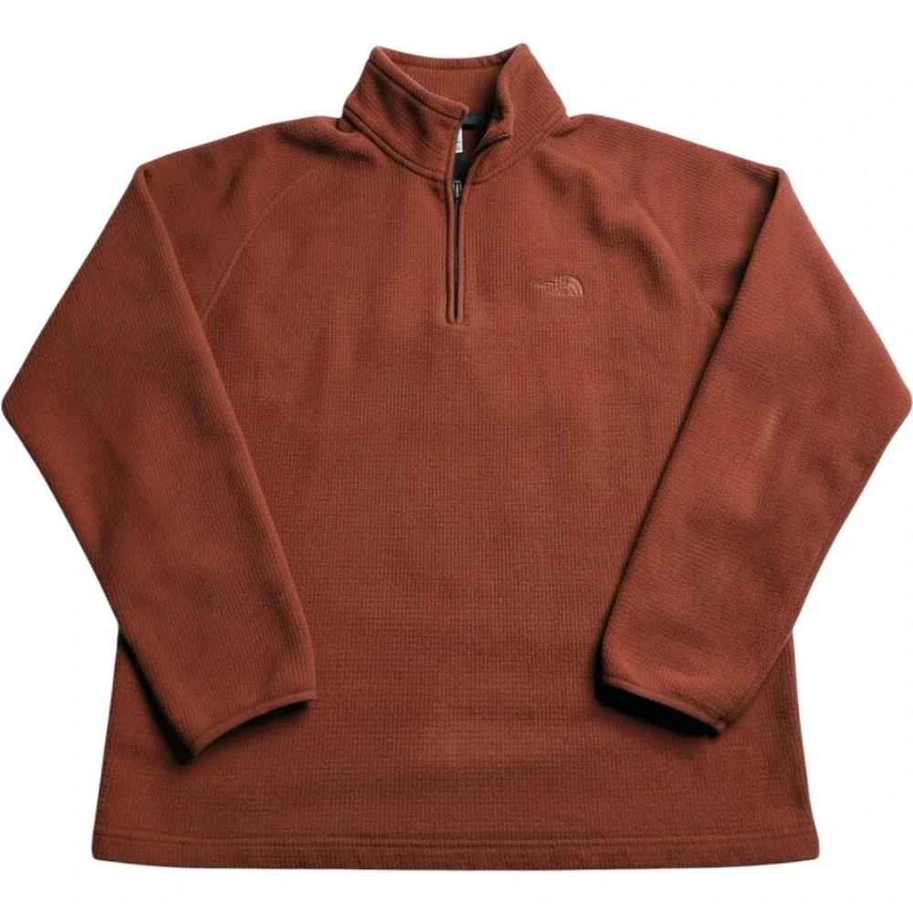 The North Face Rust 1/4‎ Zip Waffle Weave Pullover Men's Large